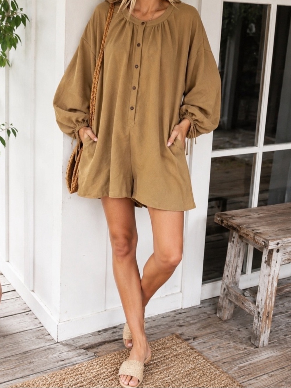 Bucket Oversized Brown Romper